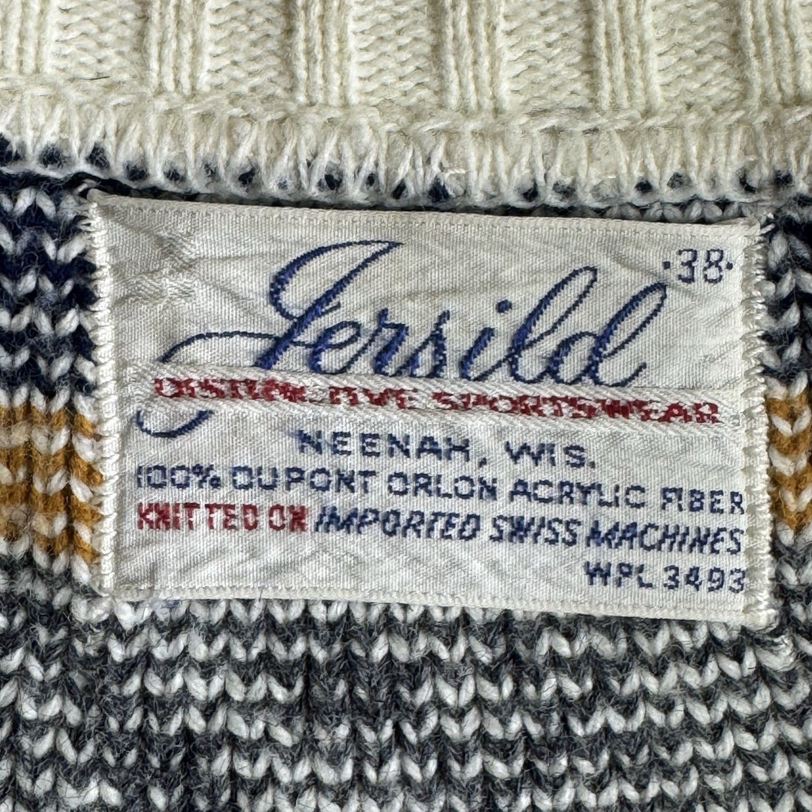 Vintage Jersild Reindeer Fair Isle Cardigan Sweater Cream Navy Burgundy Sz 38