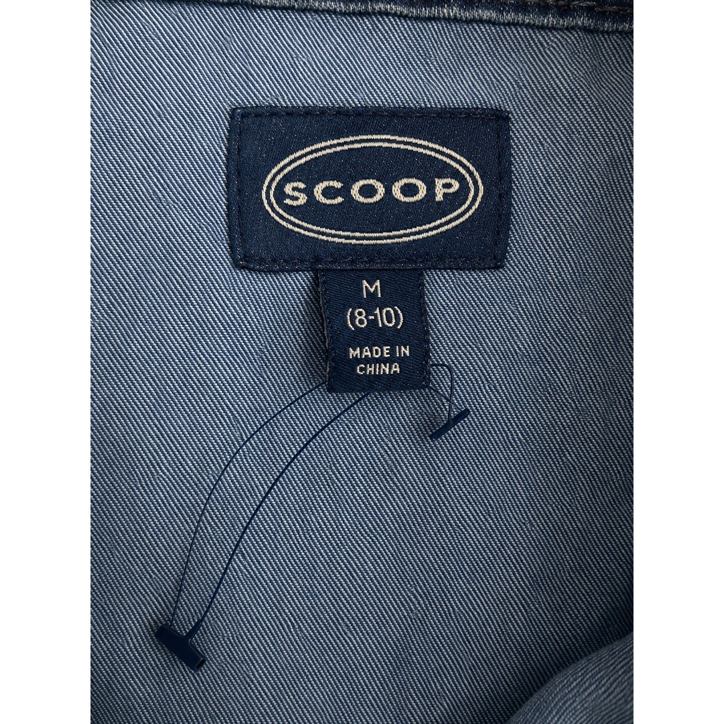 Scoop Denim Chambray Bow Tie Neck Button Front Shirt Dress Blue M 8-10