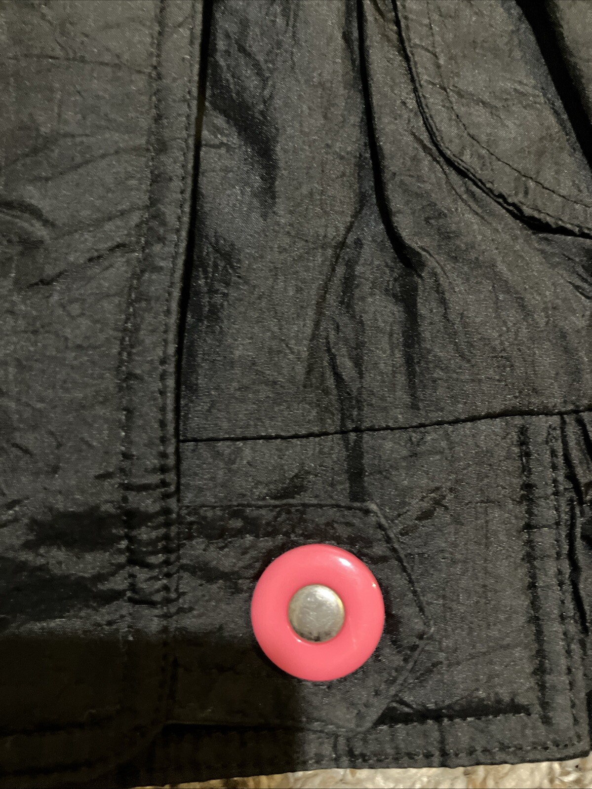 90s Vintage Nylon Jacket Womens Large Black Retro Neon Pink Skiwear Mixed Blues