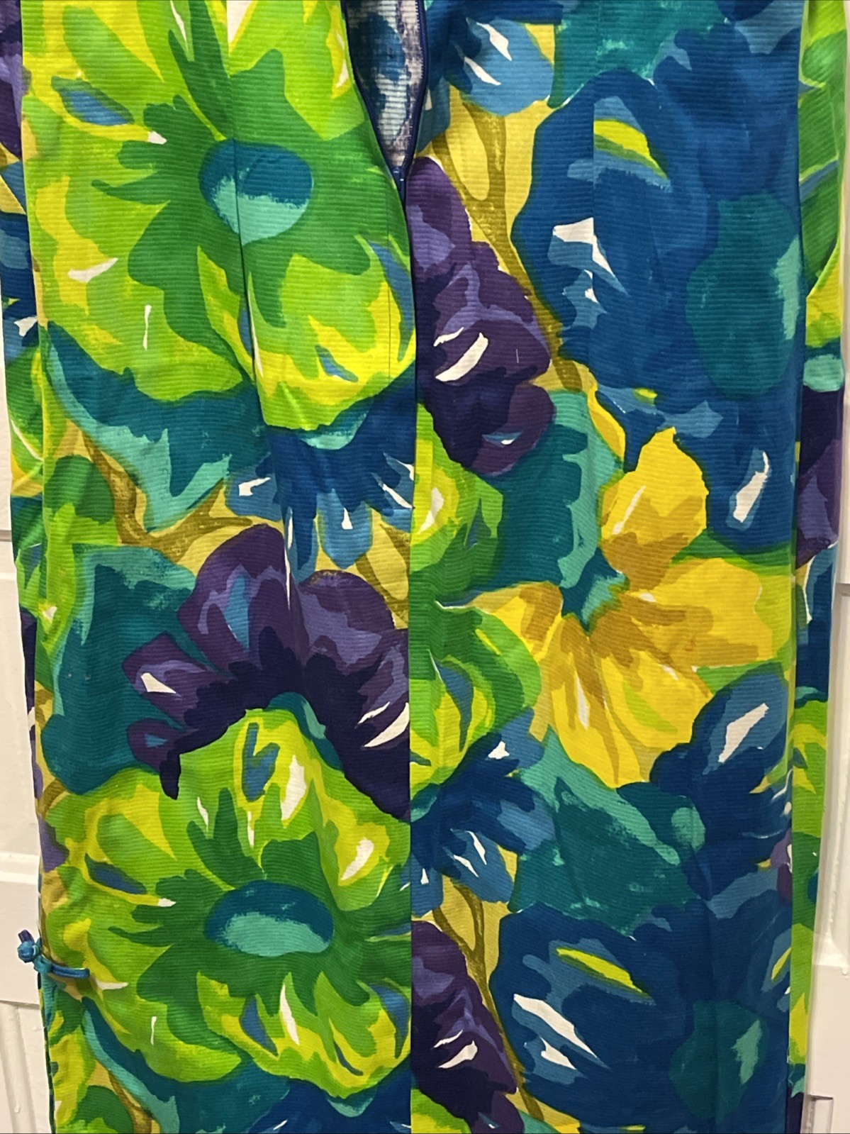 Vintage Kalama Fashions Hawaiian Sexy Maxi Dress sz14 Floral Tropical Side Slit