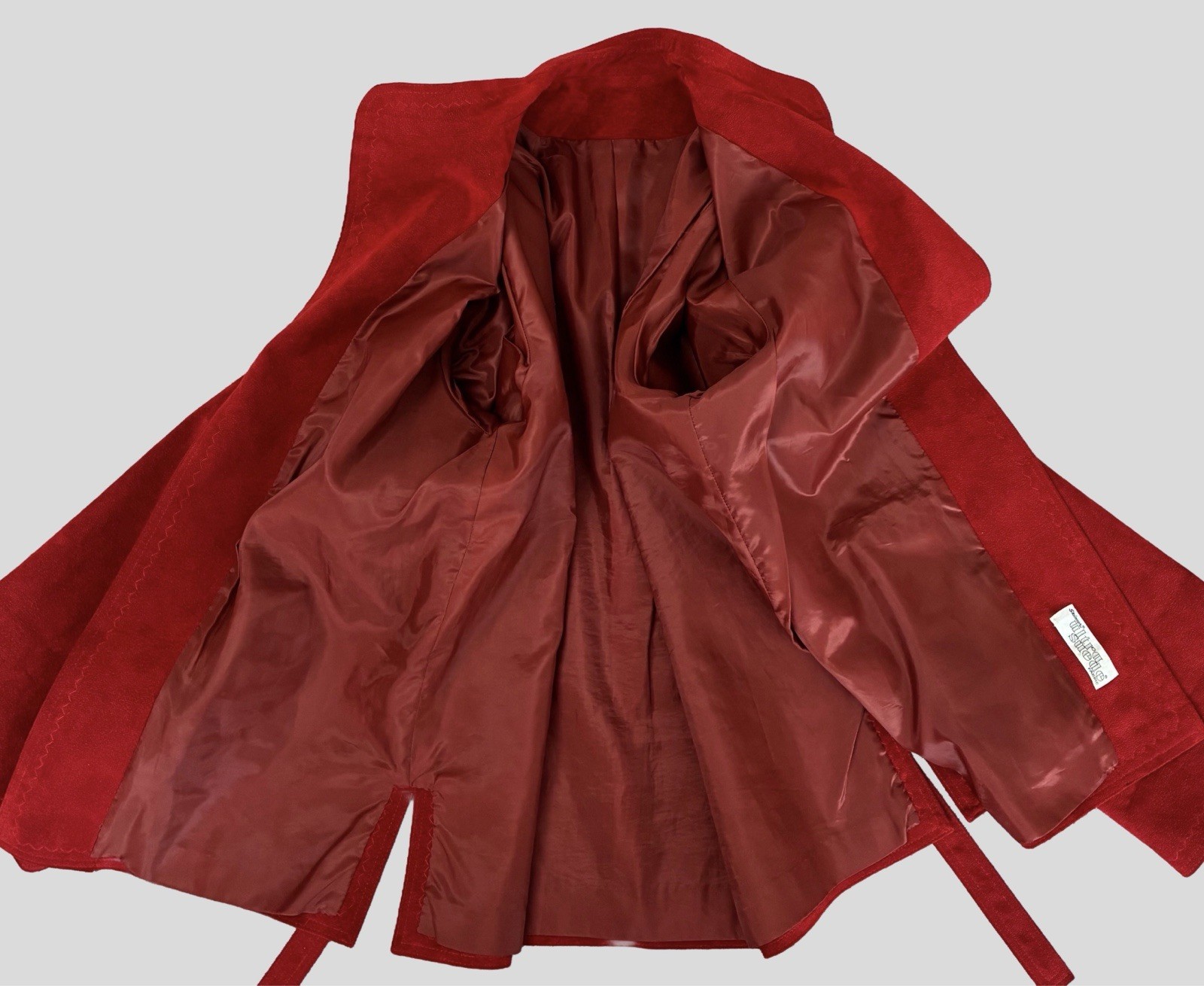 VTG Ultra Suede Brick Red Tie Waist Jacket 60s/70’s Women’s L Easy Casual Retro