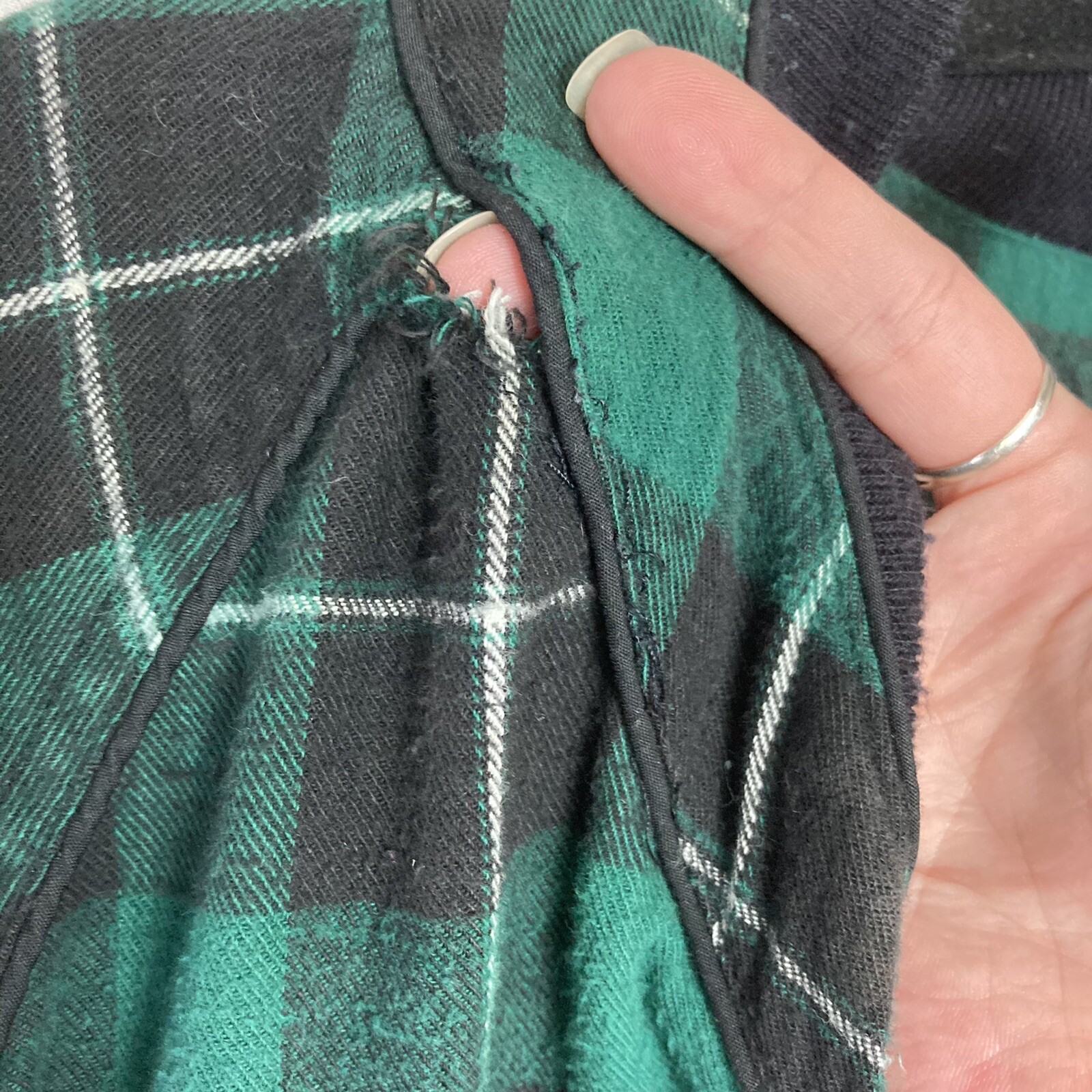 Vintage 90s Esleep Green Plaid Night Shirt Gown One Size Flannel Pjs Jammies 25”