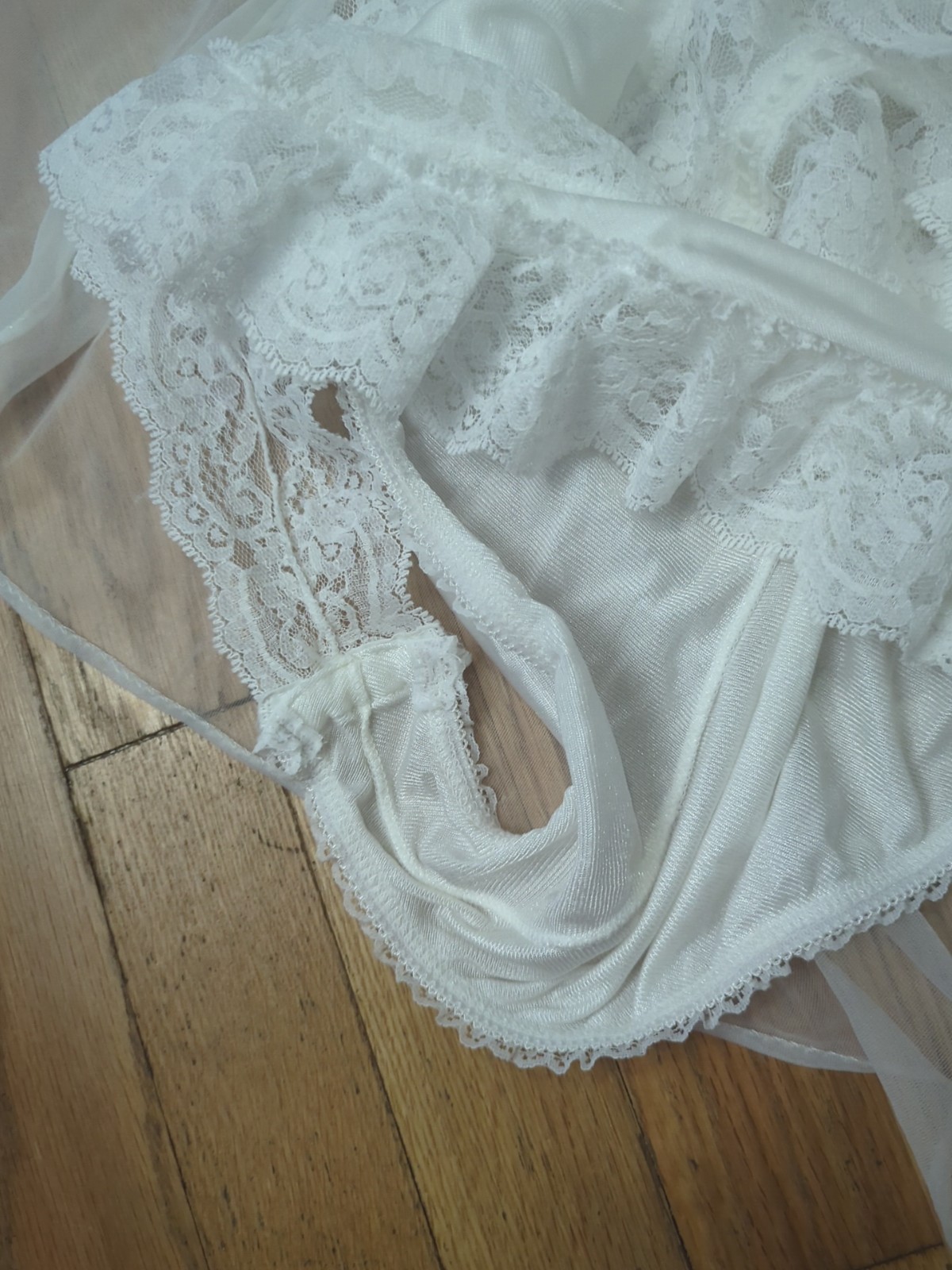 Vintage Inner Most Lace White Nylon Teddy Size Medium W/Sheer Robe