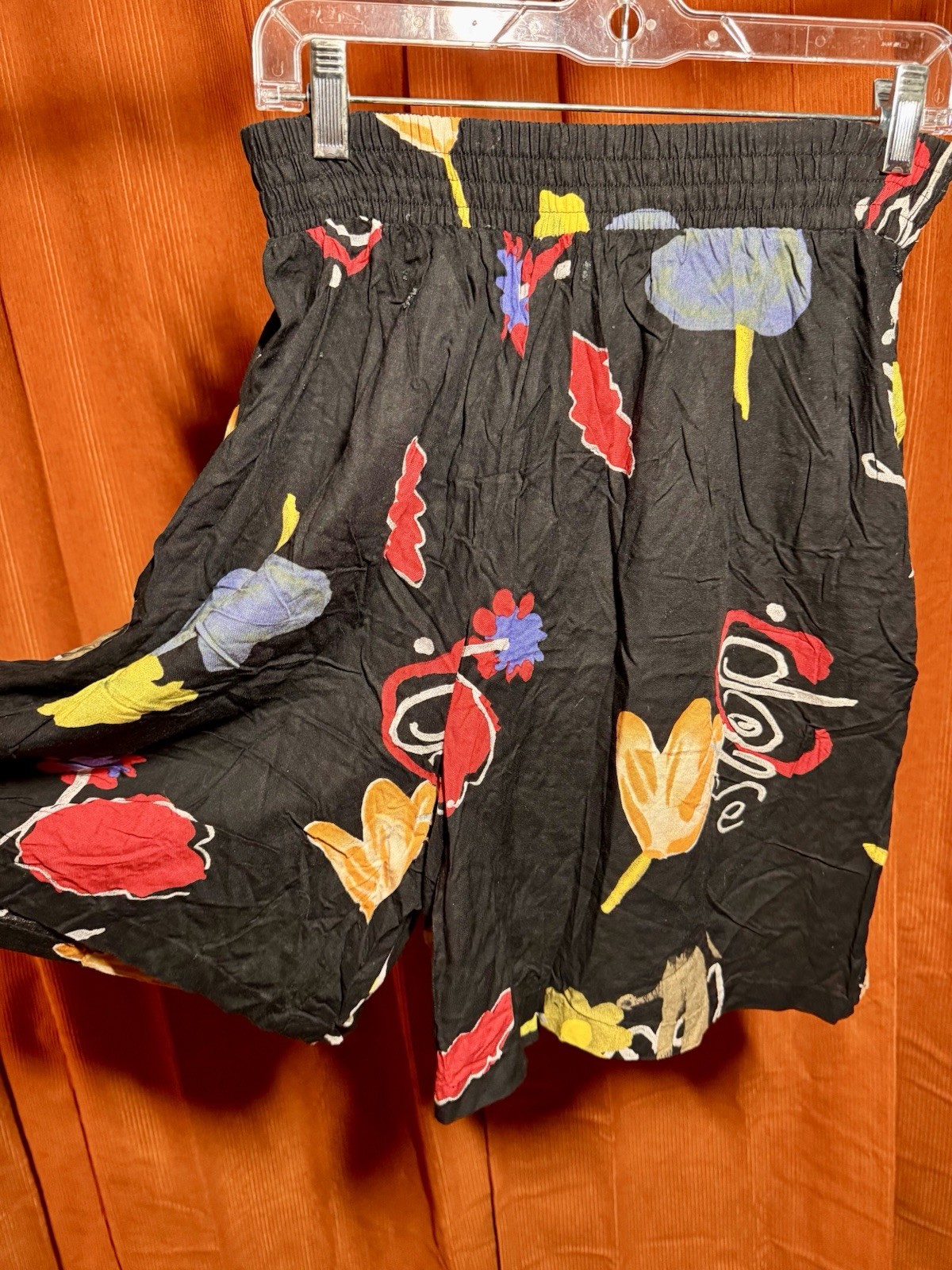 Vintage Cascais California Rayon Culotte Shorts Floral Abstract Pockets M