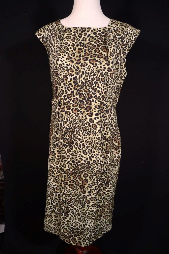 Vintage 1980’s Rayon Leopard Print Dress Size 6 On Tag Excellent Condition