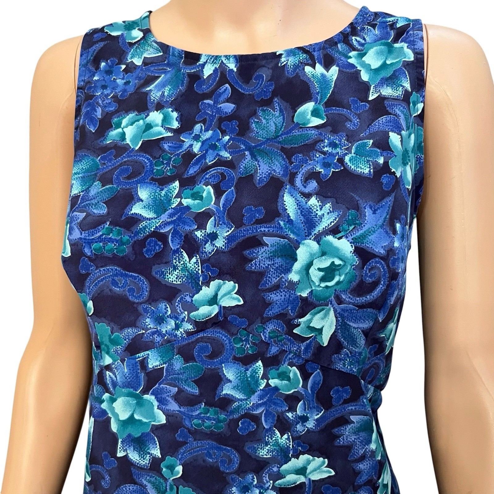 90s VTG All That Jazz Floral Maxi Dress 8/10 Navy Multi Sleeveless Straight Fit