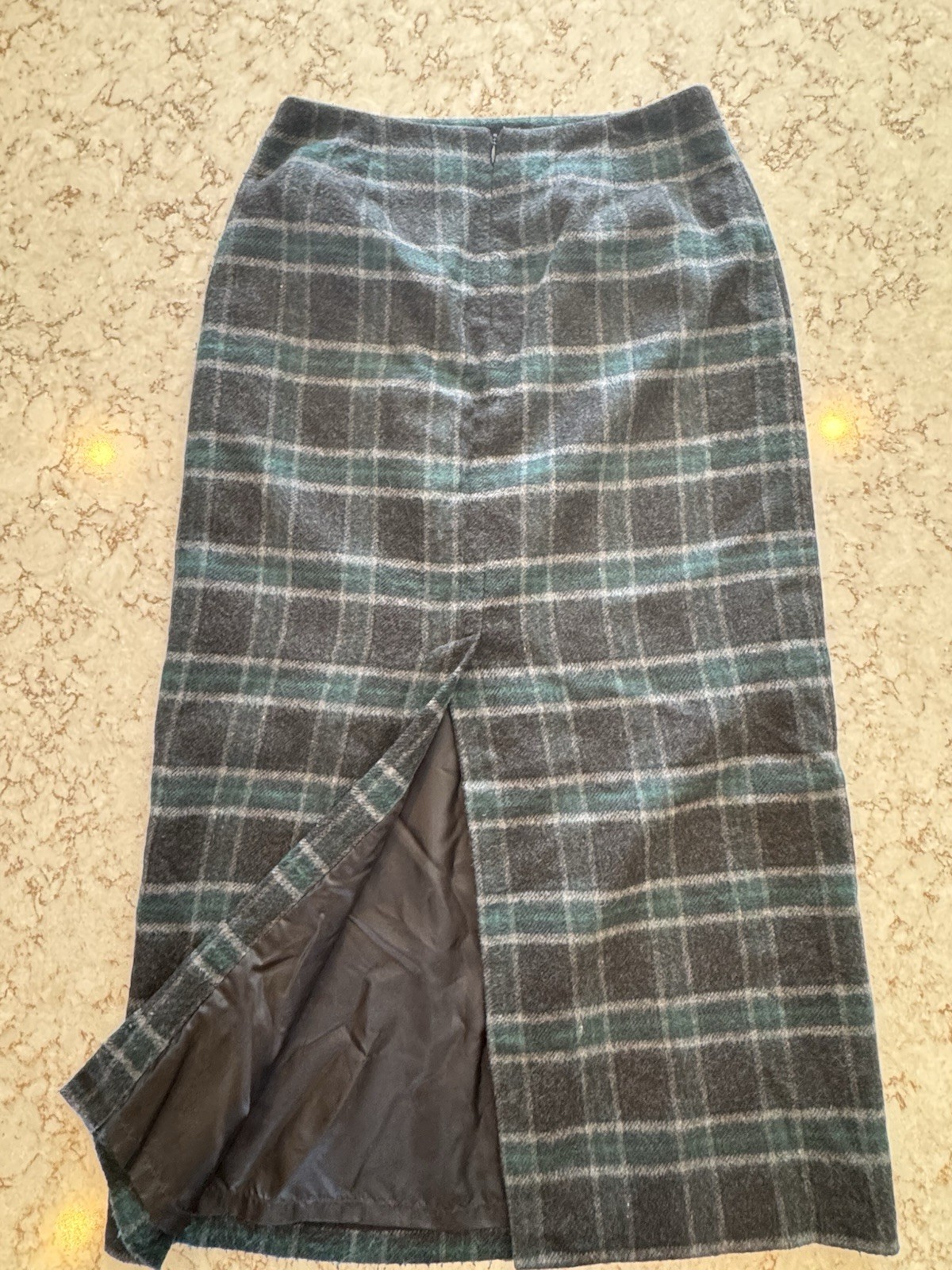 Nine Co 90s Maxi Skirt Green Plaid Tartan Preppy Academia Y2K Wool Blend Long 6