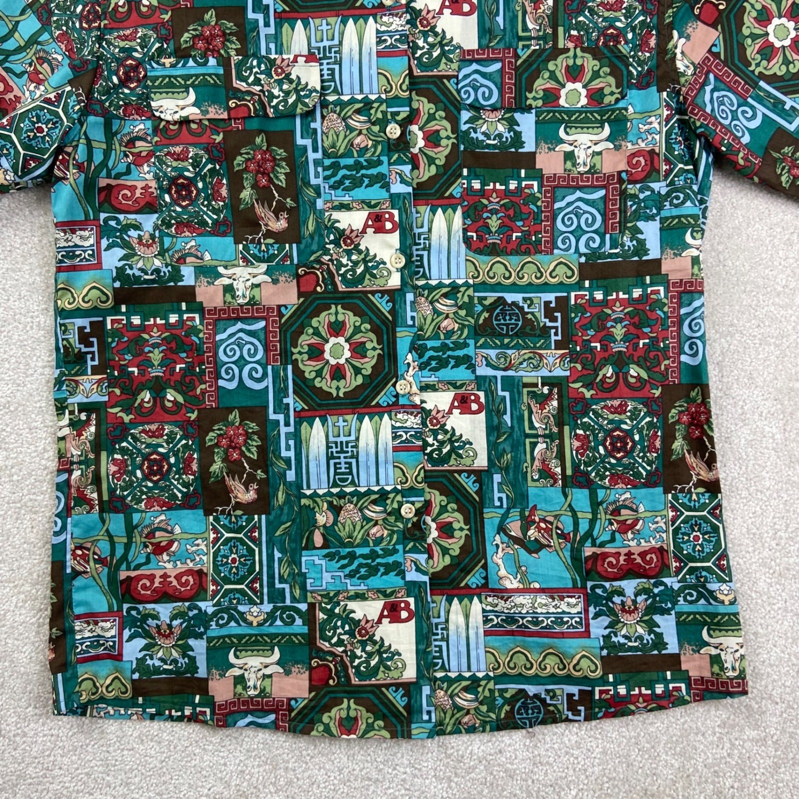 Vtg Reyn Spooner Shirt Womens S Patchwork A&B 125th Anniversary Cotton Loop