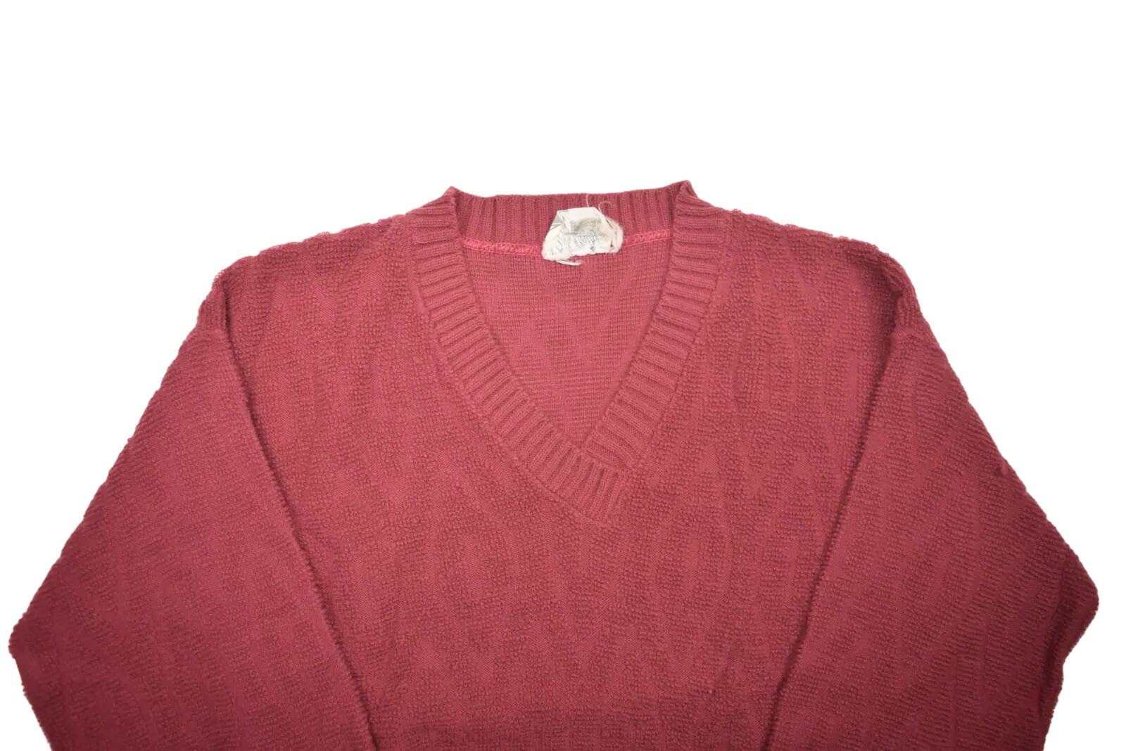 Vintage Sweater Womens S Pink V Neck Terry Cloth Tennis Textured Billie Jo 80s