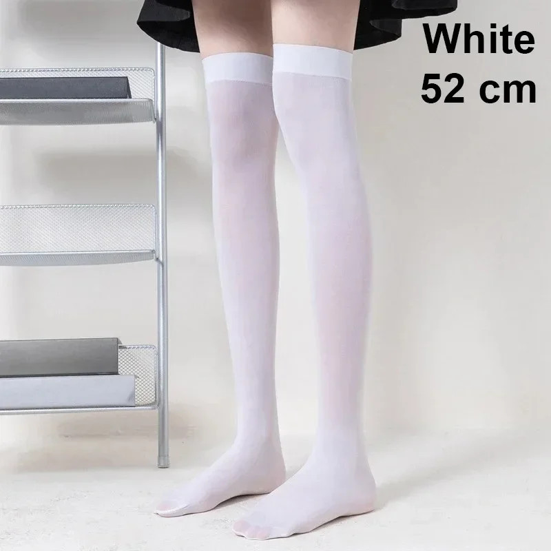Solid Color Lolita Long Stockings JK Women Girls Cute Black White Tights Over