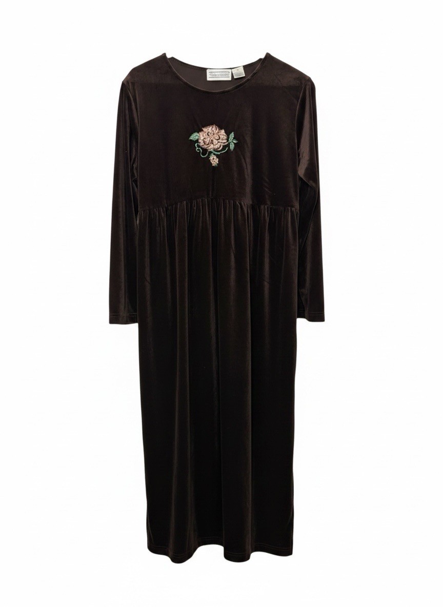 Vintage 1980’s/Early 90’s Shenanigans Velvet Brown Maxi Dress Size Small
