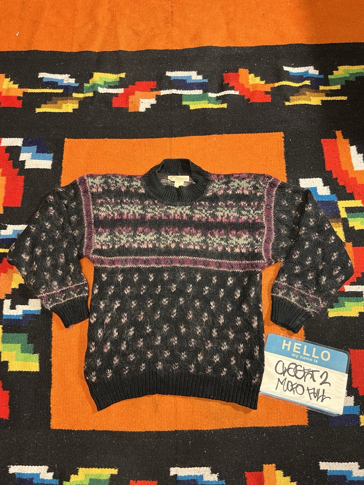Vintage mohair Norm Thompson Black Pink Gray Wool Size S