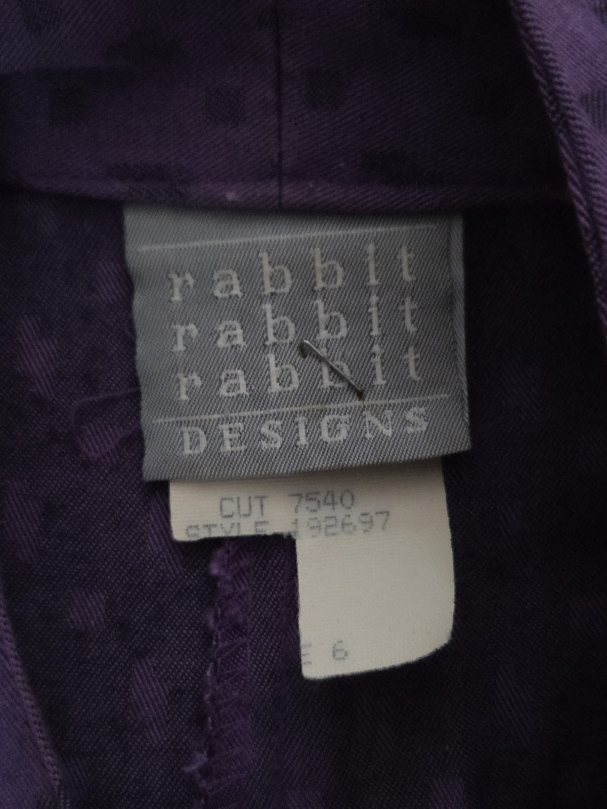 Vintage Rabbit Rabbit Rabbit Designs Purple Belted Midi Dress Sz 6 Dolman Sleeve