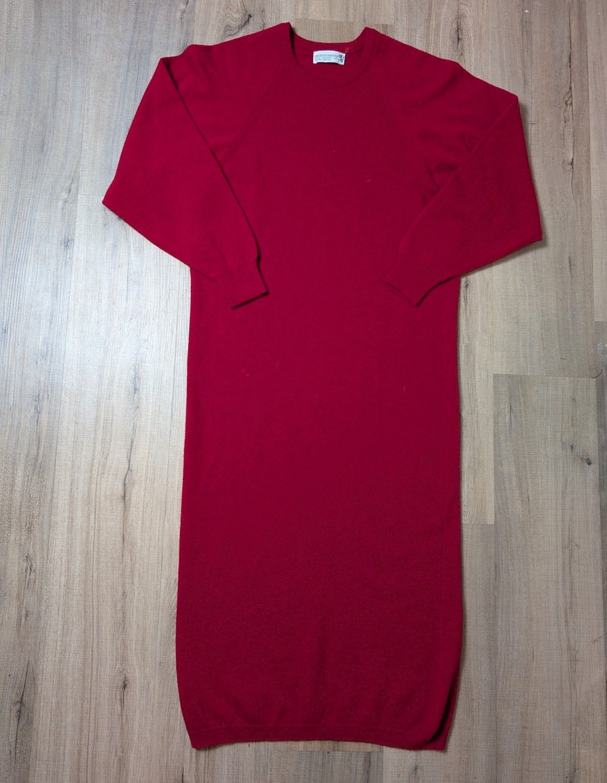 Vintage 80s The Scotch House Size S/M Sweater Dress Midi Red Lambswool Scotland