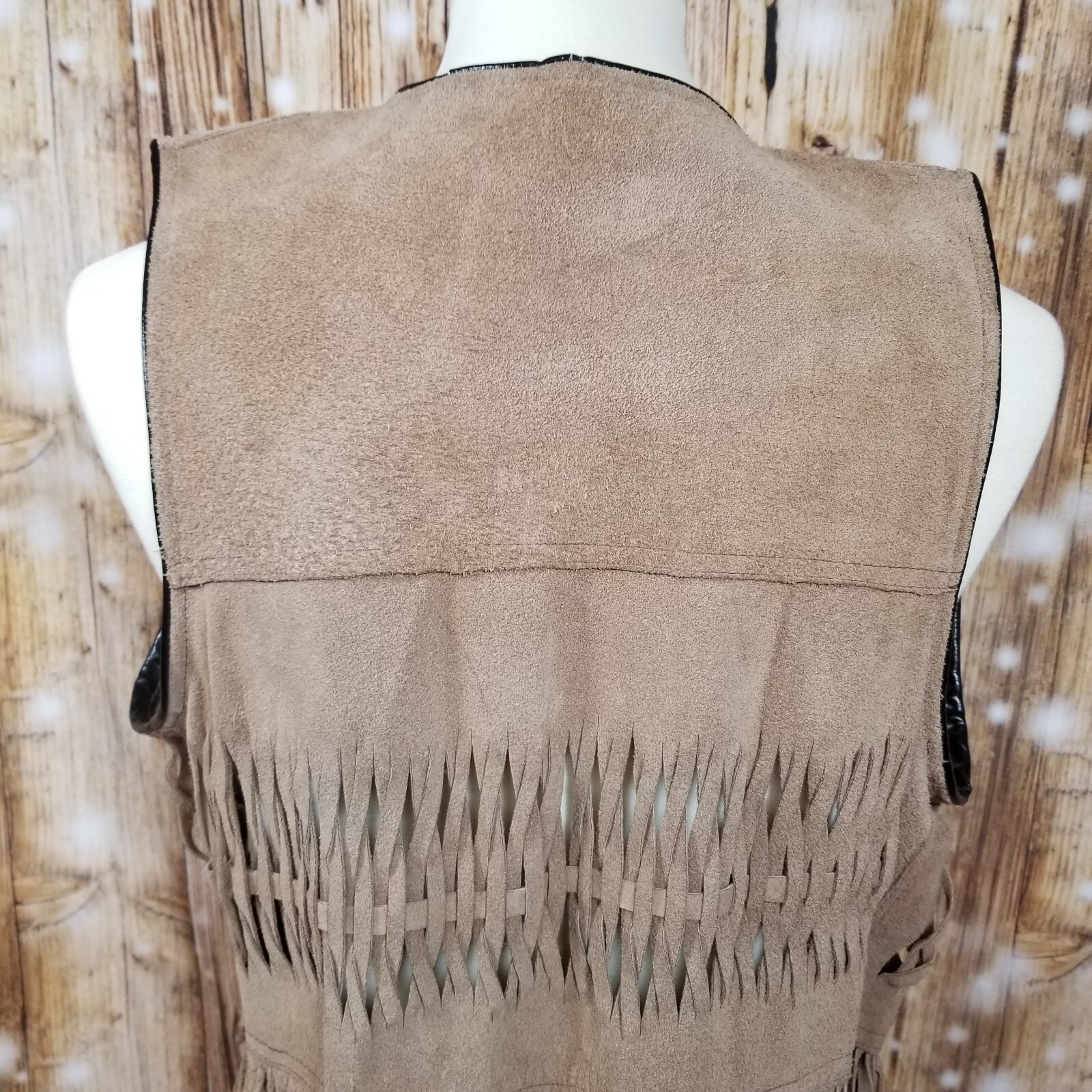 VTG Montes Suede Tan Leather Women’s Stylish Fringe Vest Vintage Made In Mexico