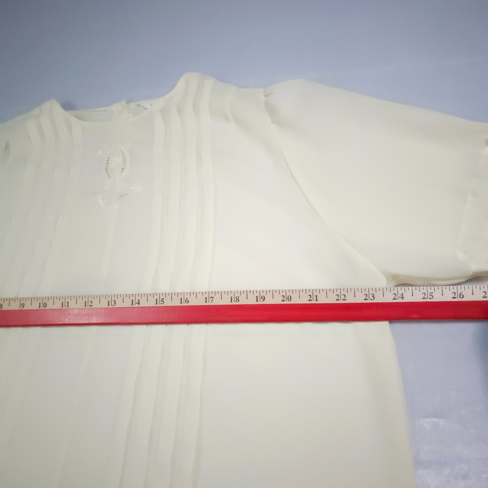 VTG 70s Off White Blouse Philippines Embroidered Poetcore Cottagecore XL 24 PTP