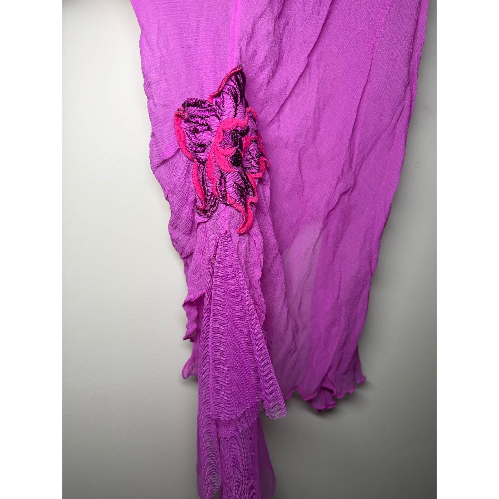 Y2K Vintage Victorias Secret Silk Slip Dress Purple Pink Floral Sheer Mini Small