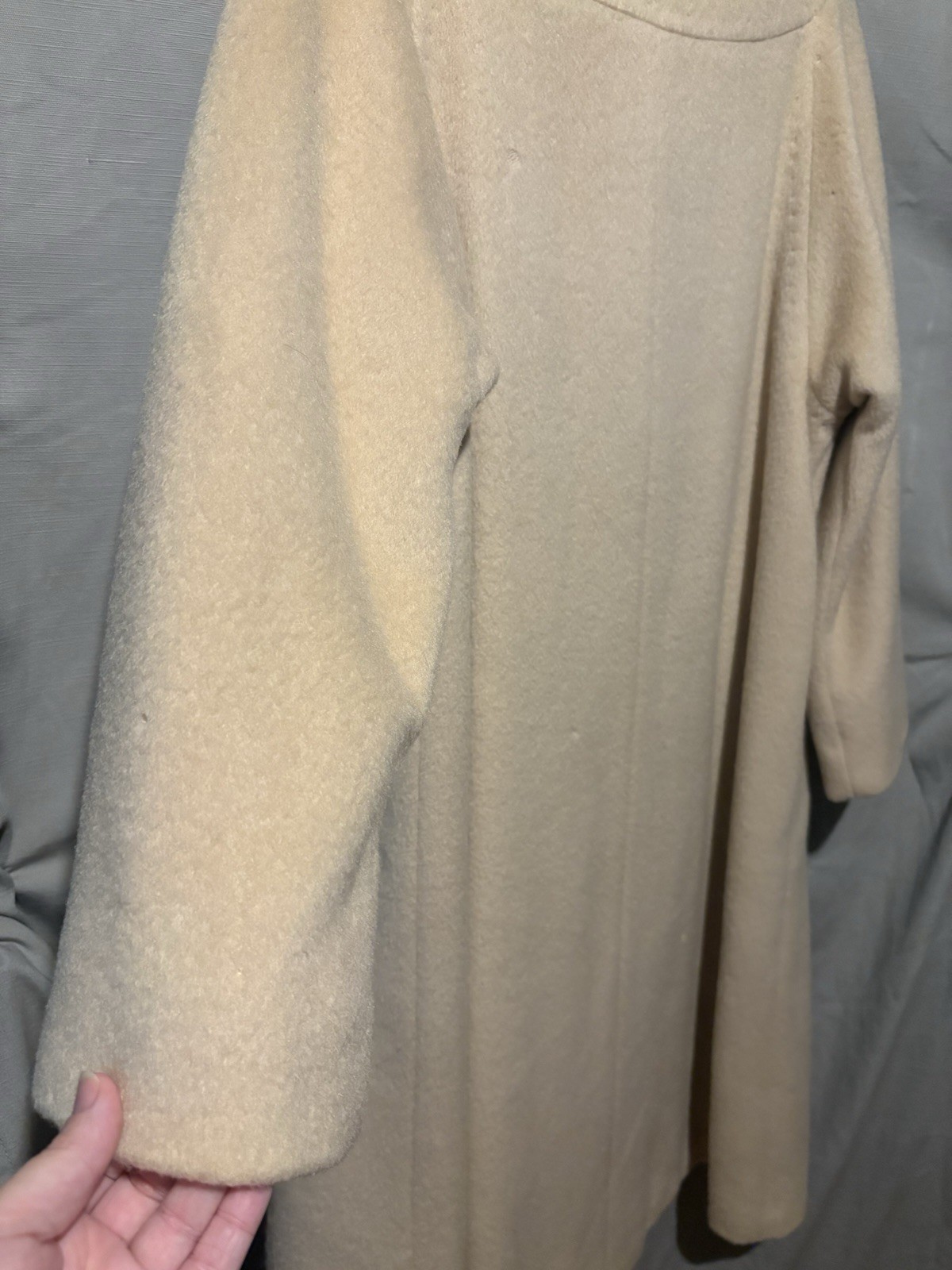 Vintage Forstmann Beige Wool Coat with Mink Fur Collar Small Some Damage!