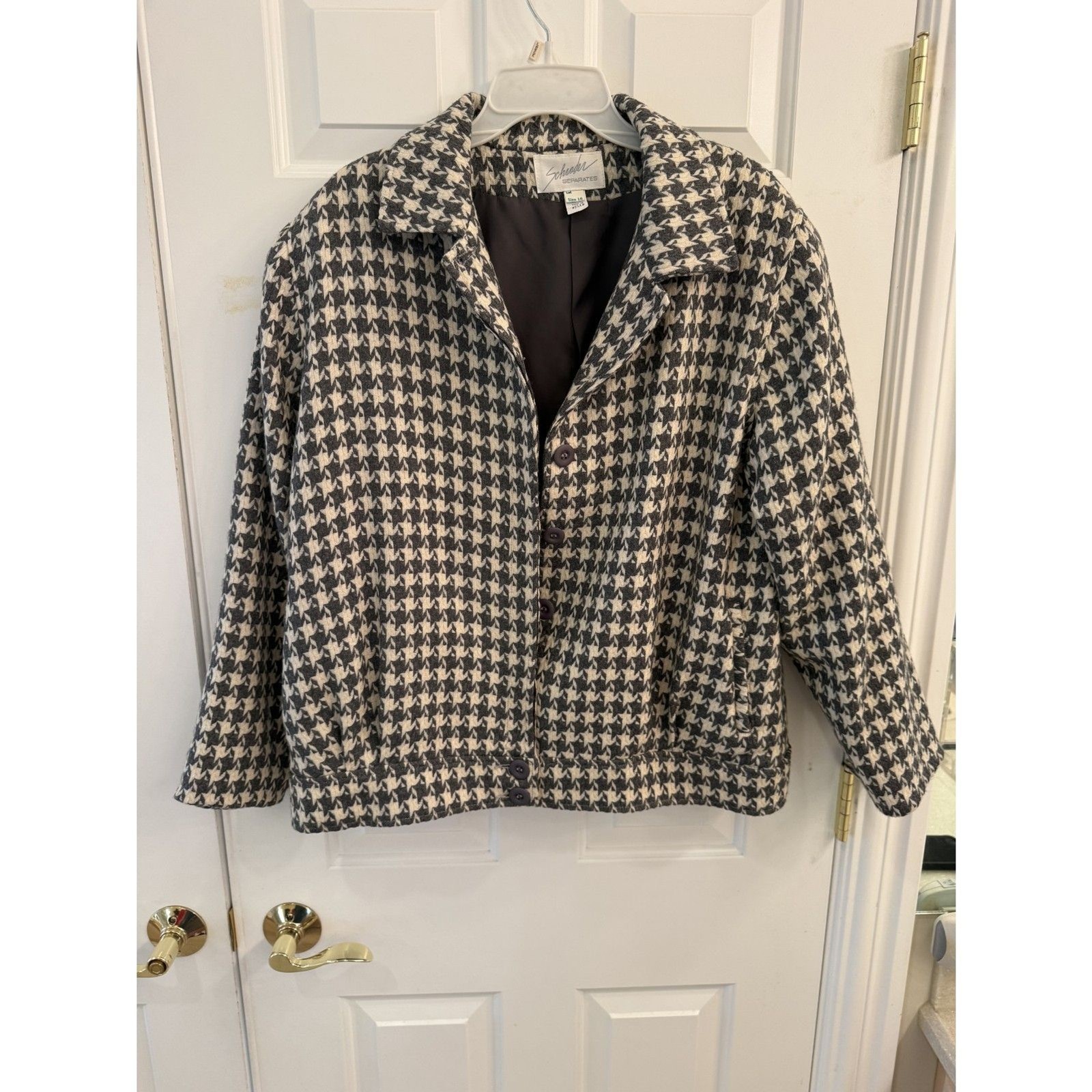 Schrader Separates Houndstooth Blazer Jacket Size 16 (Small Tear Back)