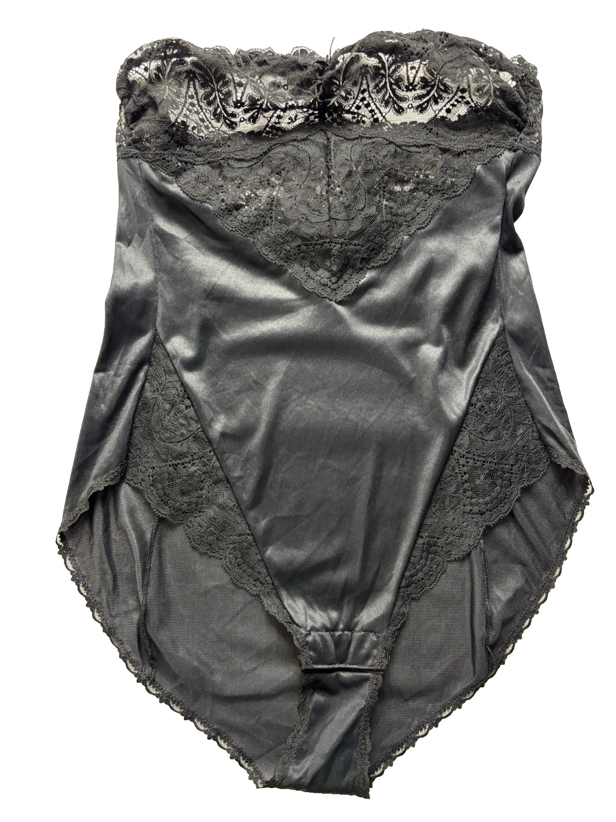 Vassarette Todaywear Deadstock Black Lace Bodysuit All-in-One Lingerie Size 32