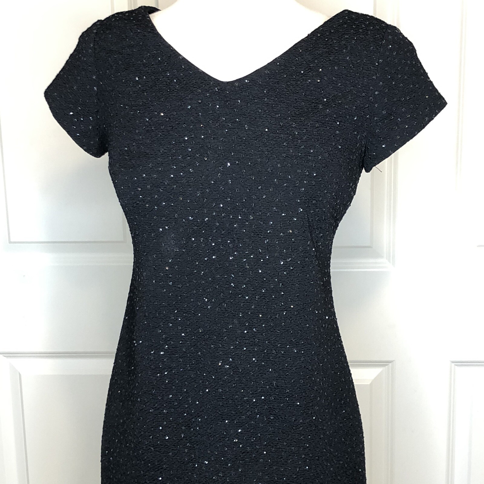 Vintage David Warren Dress 2 Black Sparkle 1990s 90s 2P Petite XS Small New York
