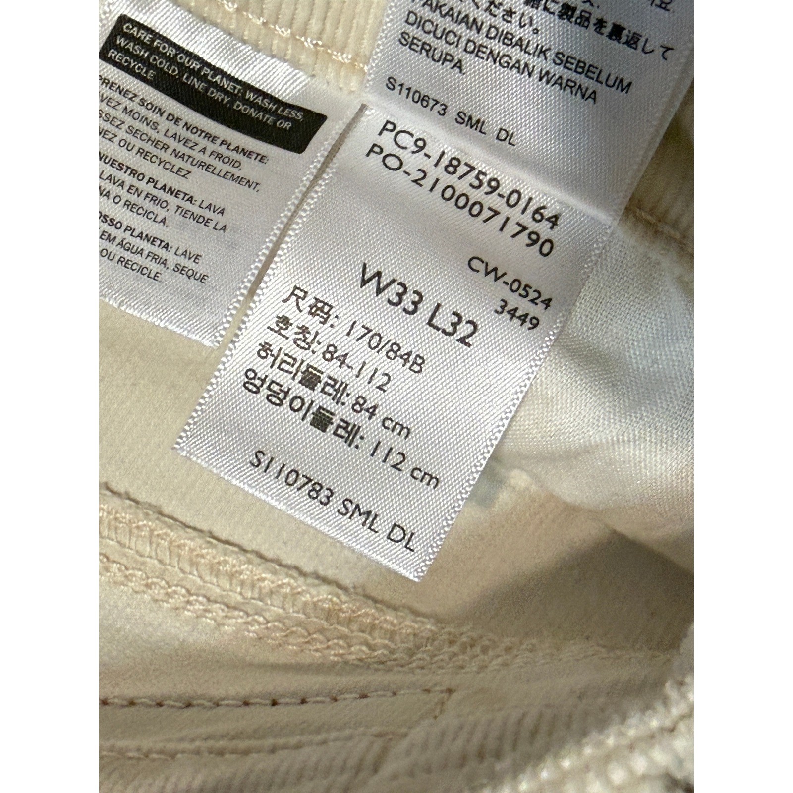 Levi’s Pants Womens High Rise Flared Leg Pockets Corduroy Pants White Size 33/32
