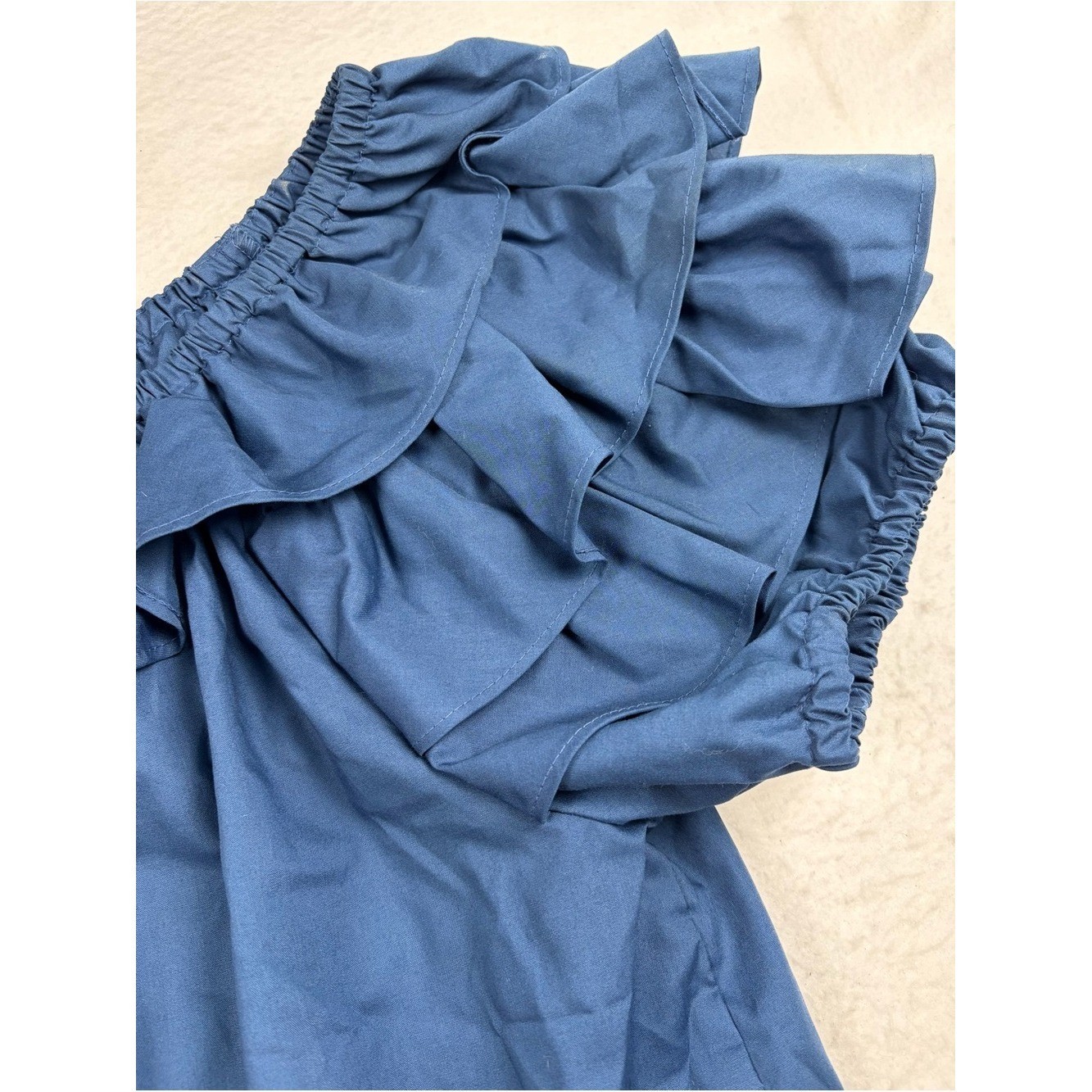 VTG Malco Modes Partners Please Ruffle Peasant Blouse Blue Size L