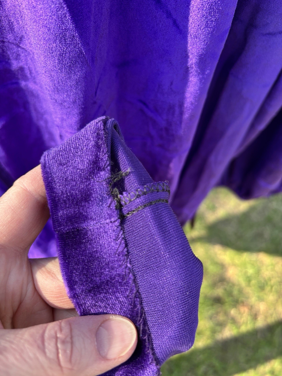 VTG Women Velour PURPLE Front Zip Long Robe Housecoat Luxurious 80s NOS M B38-40