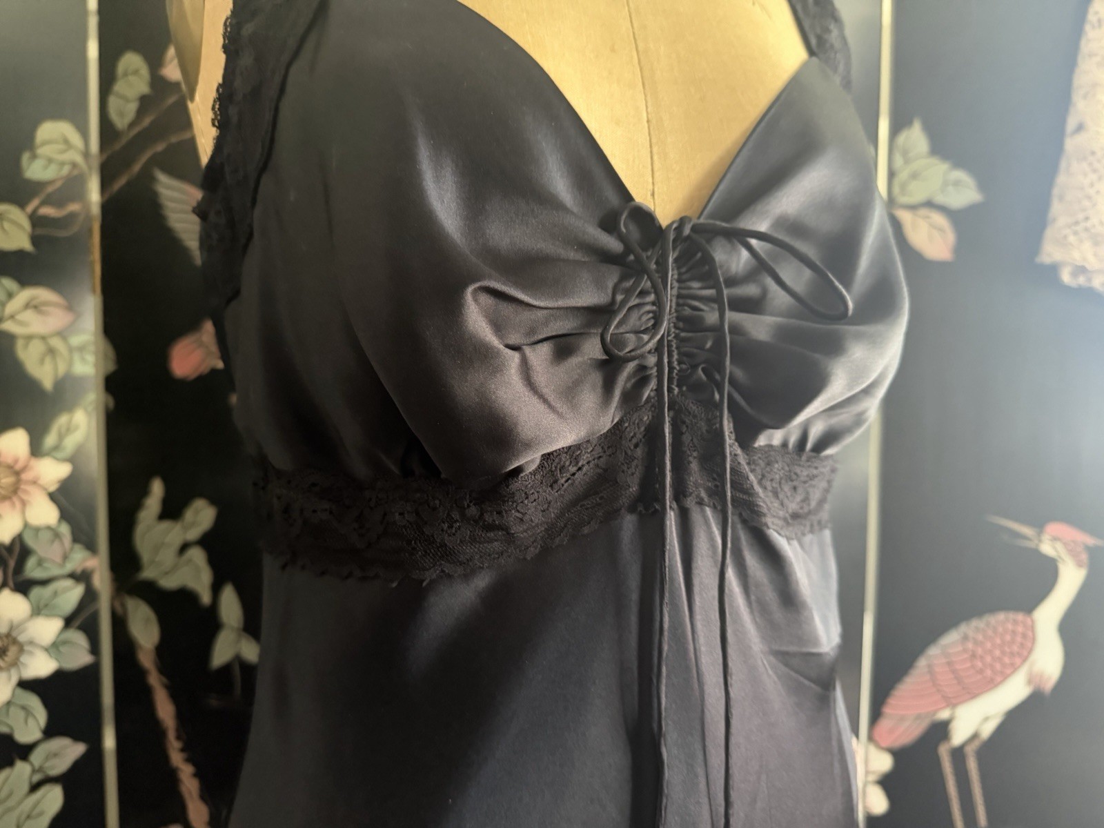 Vintage WDNY Black Silk Slip Dress Maxi Lined Wedding Cocktail Party Glam 6