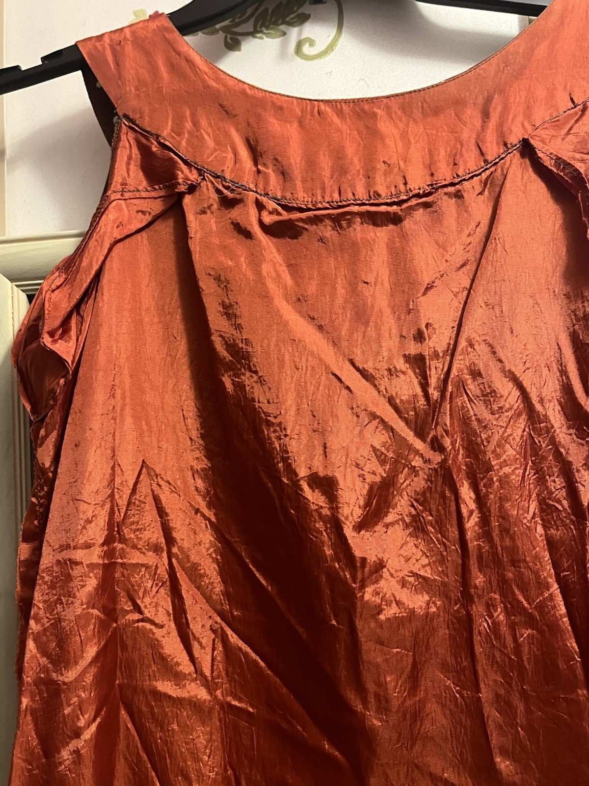 Vtg 1960’s Brown With White Polka Dots Pleated Sleeveless A-Line Dress Cut Tag