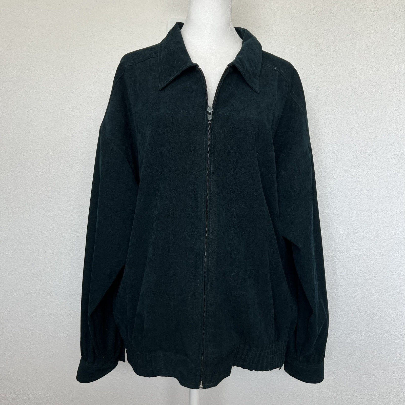 Vintage Erin London Women’s Deep Emerald Green Faux Suede Bomber Jacket Sz. L