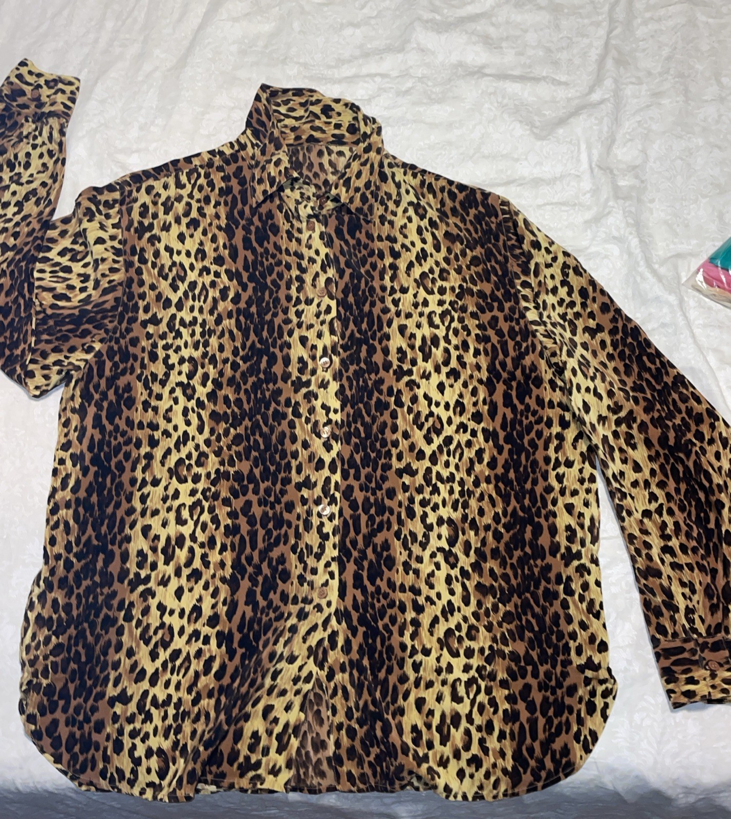 Vintage Leopard Print Blouse Size Large? Feels Like Silk