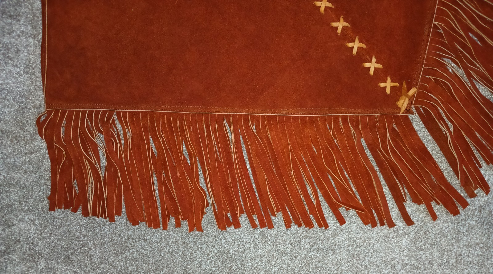Real 1960’s Fringed Hippie Poncho Real Leather Vest! Great Halloween Costume!