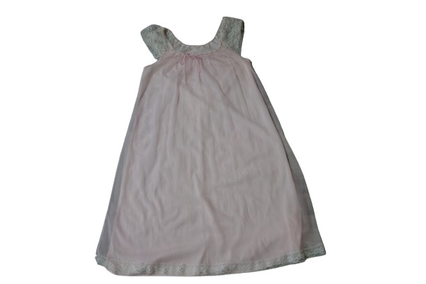 Vtg. Miss Elaine Nightgown Nightie Nylon with Chiffon Layer Size Small Pink