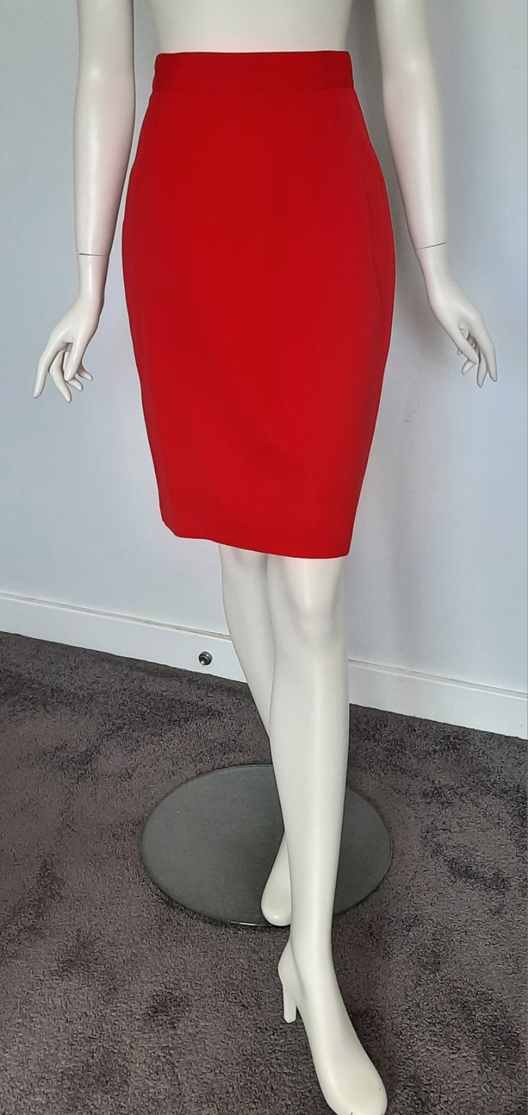Cue Vintage Skirt Suit Womens 10 Red & Black Short Sleeve 2 Piece 1980’s