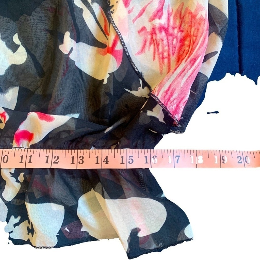 Vintage Paper Tee Black & White Floral Shear Open Sleeve Top