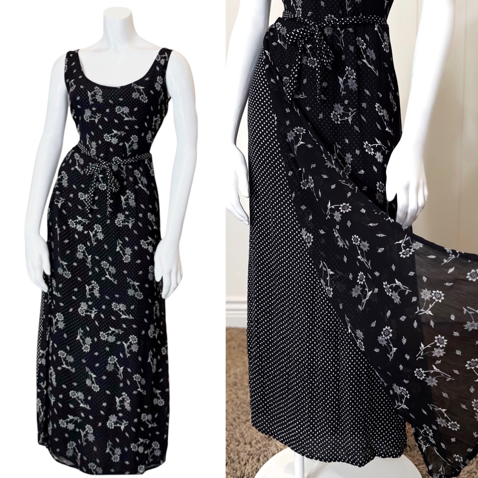 Vintage 90’s GRUNGE FLORAL DRESS M Western Summer Fairy Festival Cottage Mall