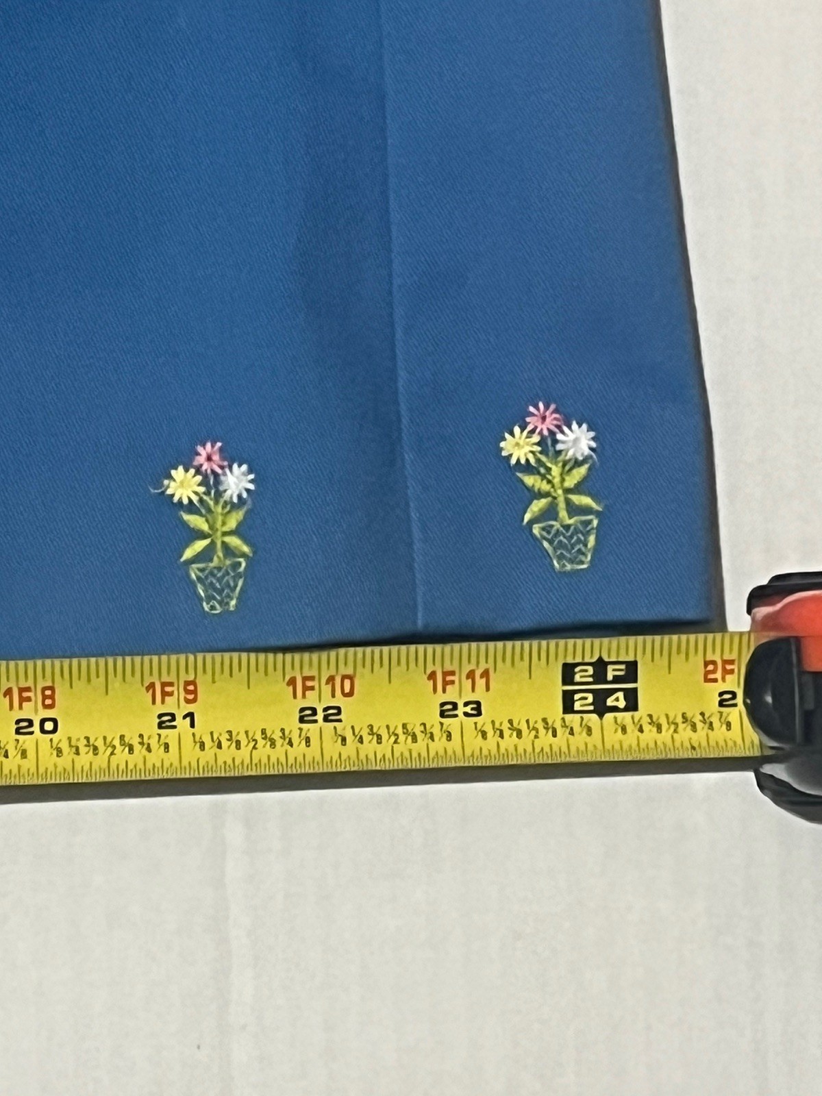 Vtg David Brooks Plant Flower Embroidered Long Skirt Blue Size 14 Cottagecore