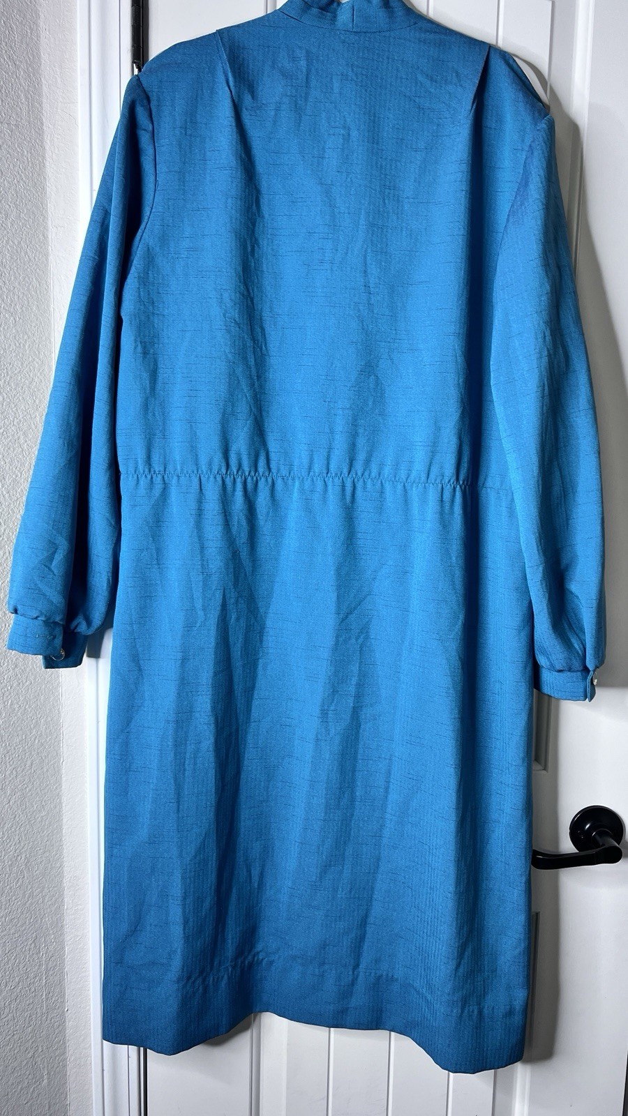 VTG Nardis Of Dallas Teal Dress L/S Cold Shoulder Secretary 70’s 80’s