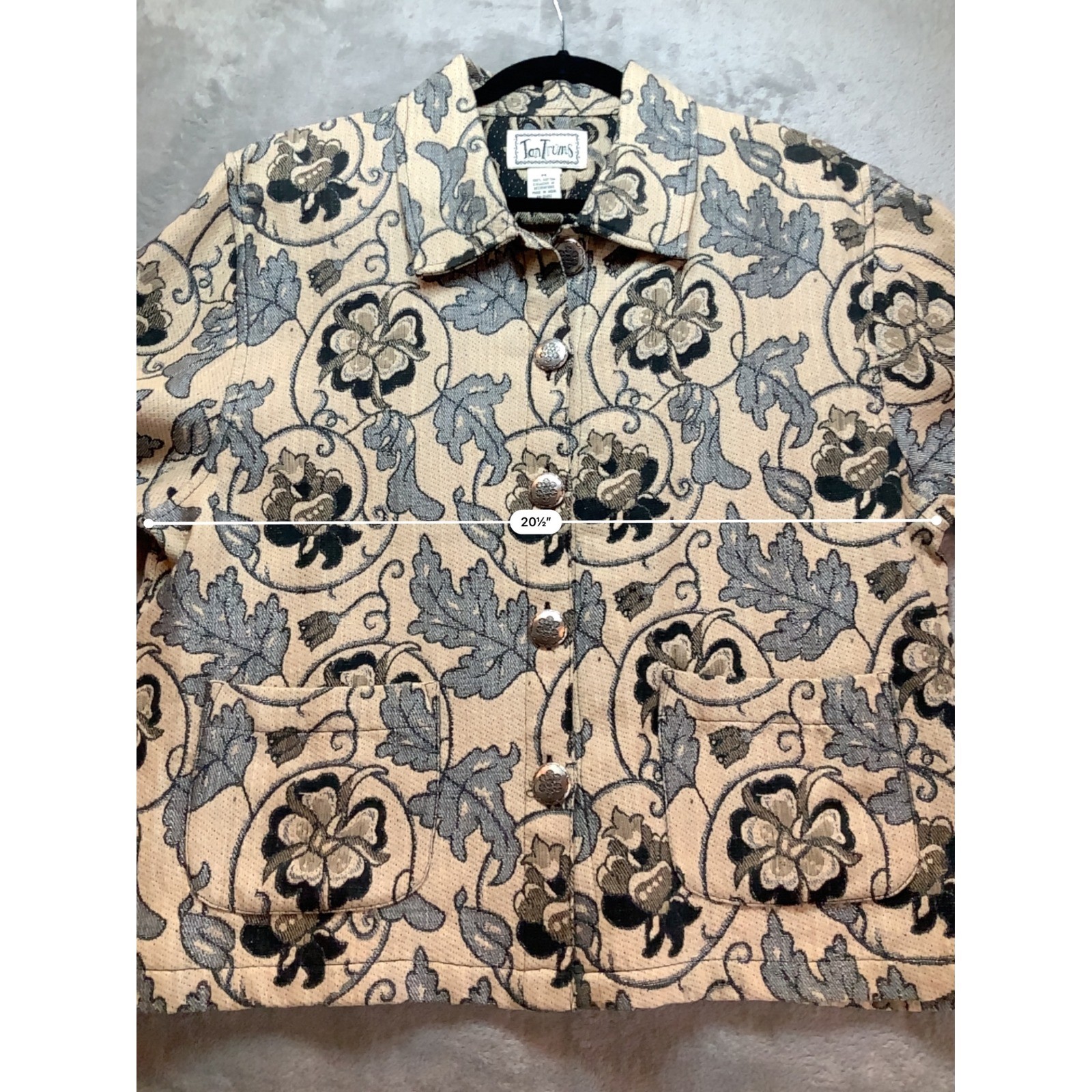 Vintage TanTrums Tapestry Jacket Womens Medium 90s Boho Floral Cottagecore