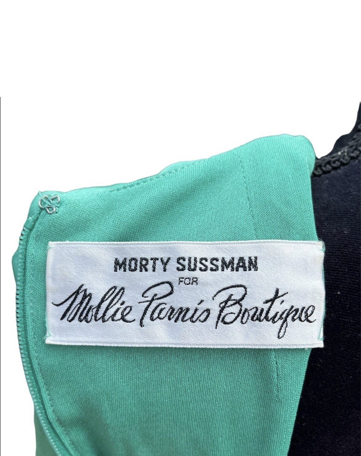 Vintage Morty Sussman Mollie Parnis Boutique Green Knit Dress Luxury Sz sm/md