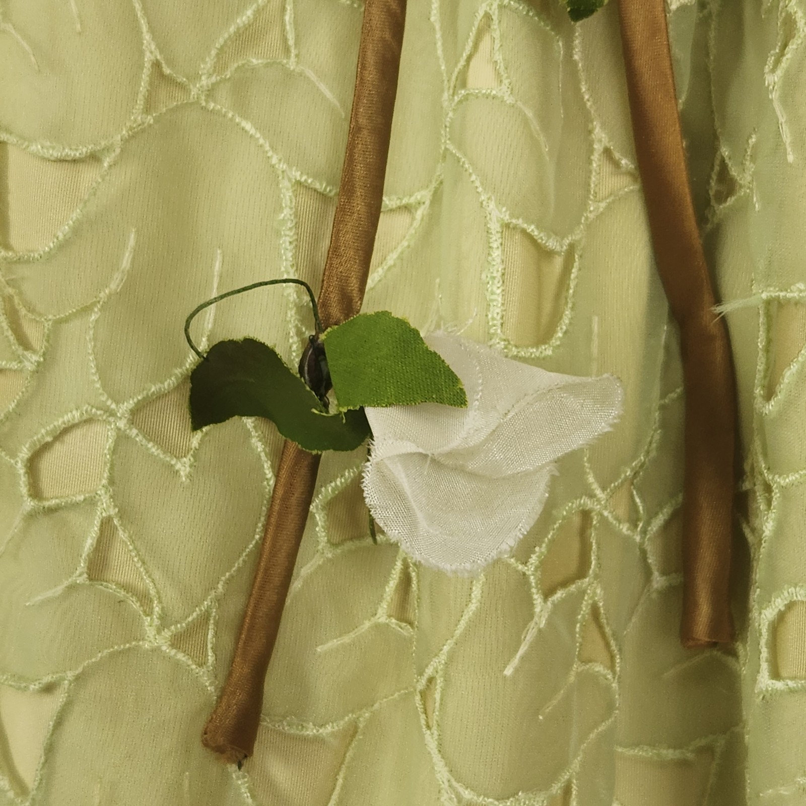 Lemon Lime 50s Cutwork Tea Dress S 3D Flowers Swing Prom Bridesmaid Pinup Swing