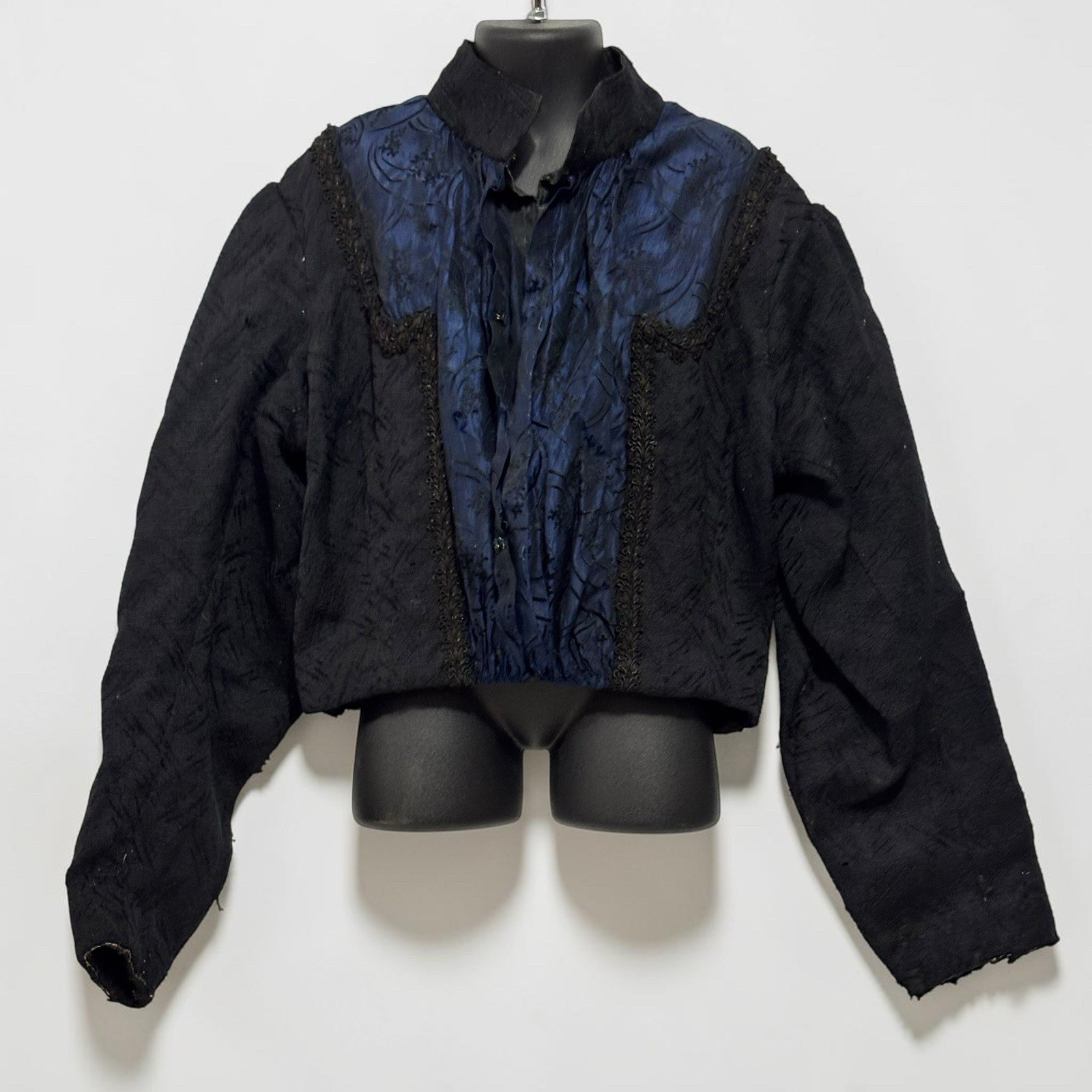 Antique Civil War Era Victorian Blouse Bodice Wedding Jacket Jacquard Mourning