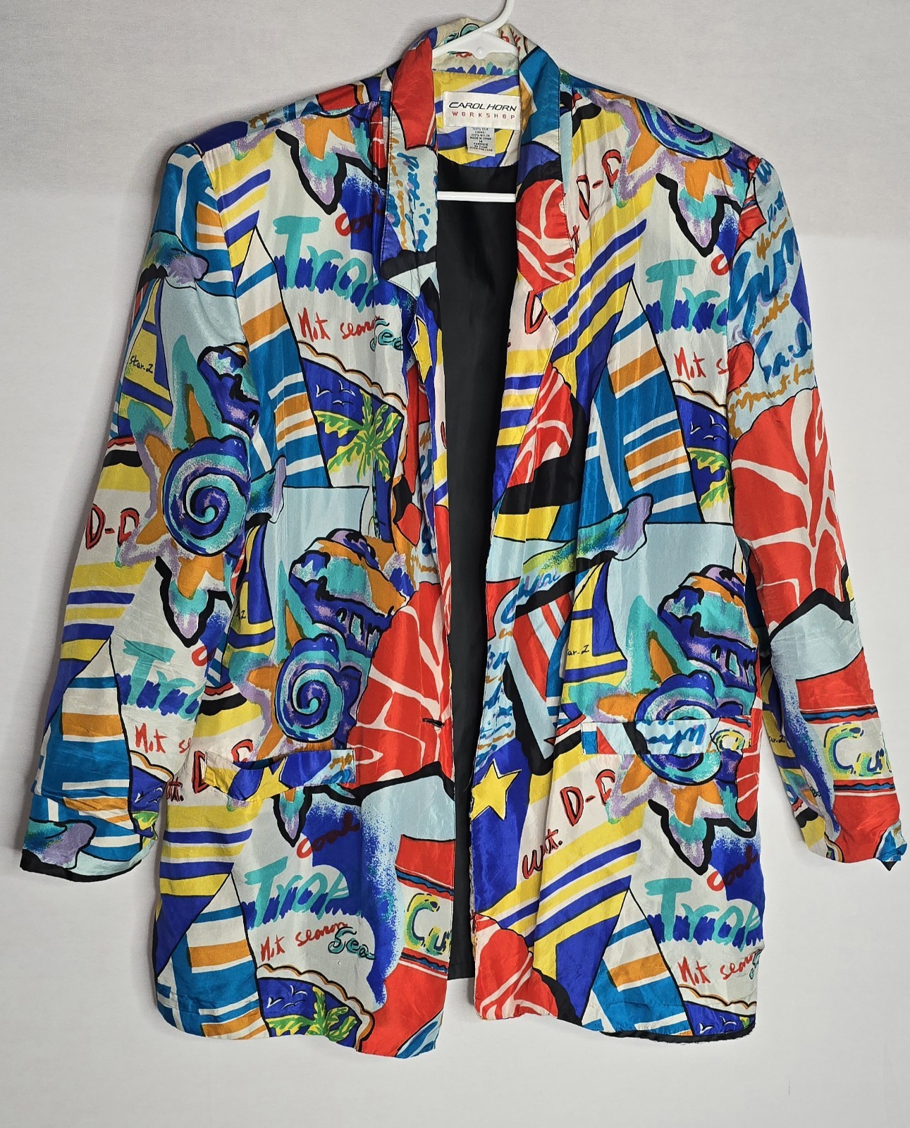 Vintage Carol Horn Workshop Blazer Silk Size Medium Multicolored