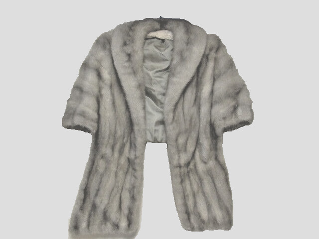 Vintage 50’s Cerulean Mink Fur Convertible Cape Stole Silver Gray Nice!