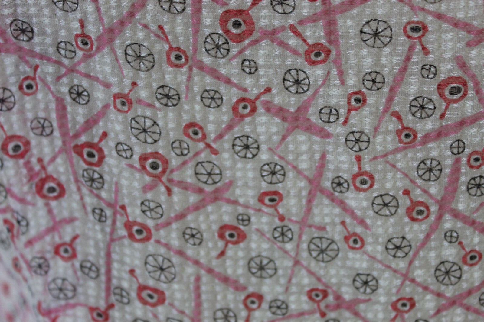 Vintage 50s Jonathan Logan Sheer crepe seersucker atomic novelty print dress