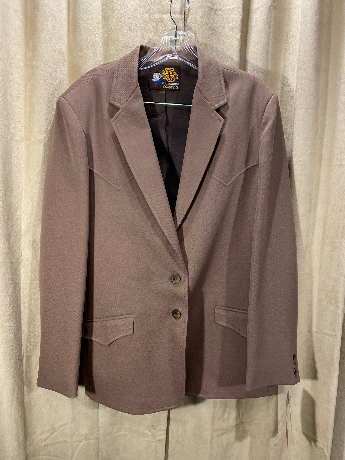 Womens NEW Vtg 80s Kenny Rogers Western Blazer Size 20 Solid Brown 2 Button Poly