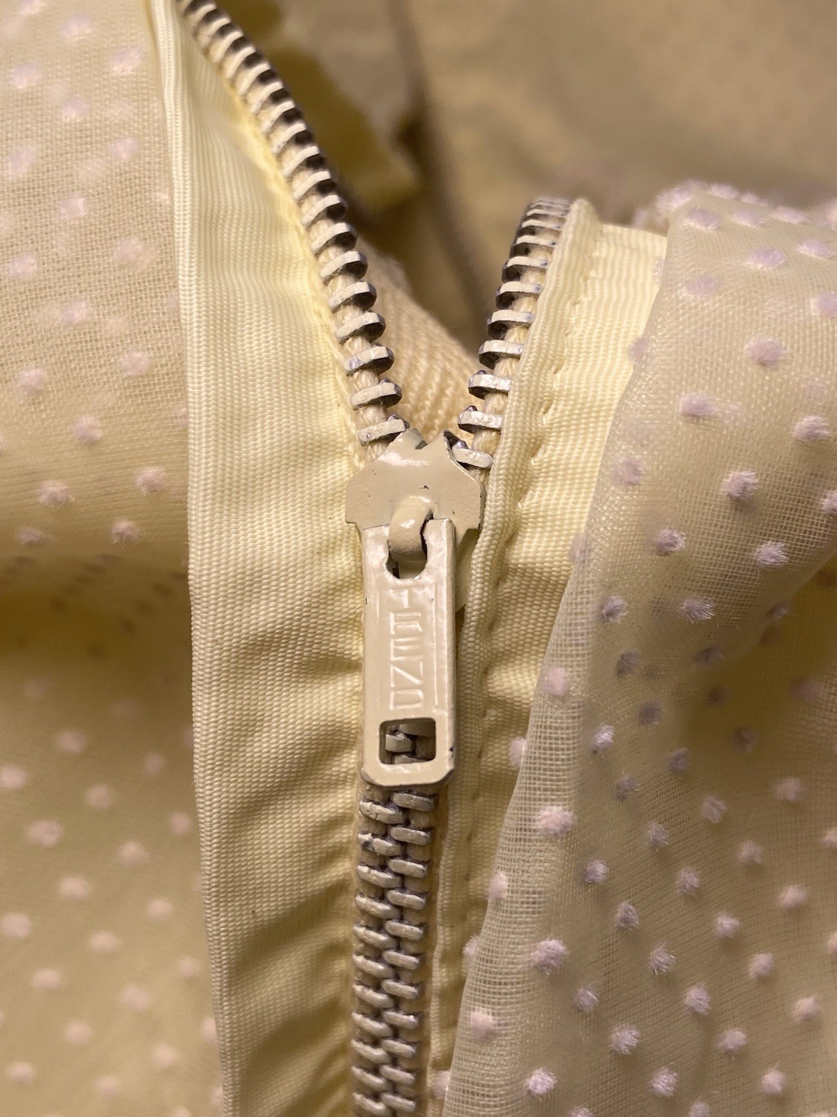 Vtg 70s Yellow Swiss Dot Prairie Dress Victorian Revival Empire Waist Small