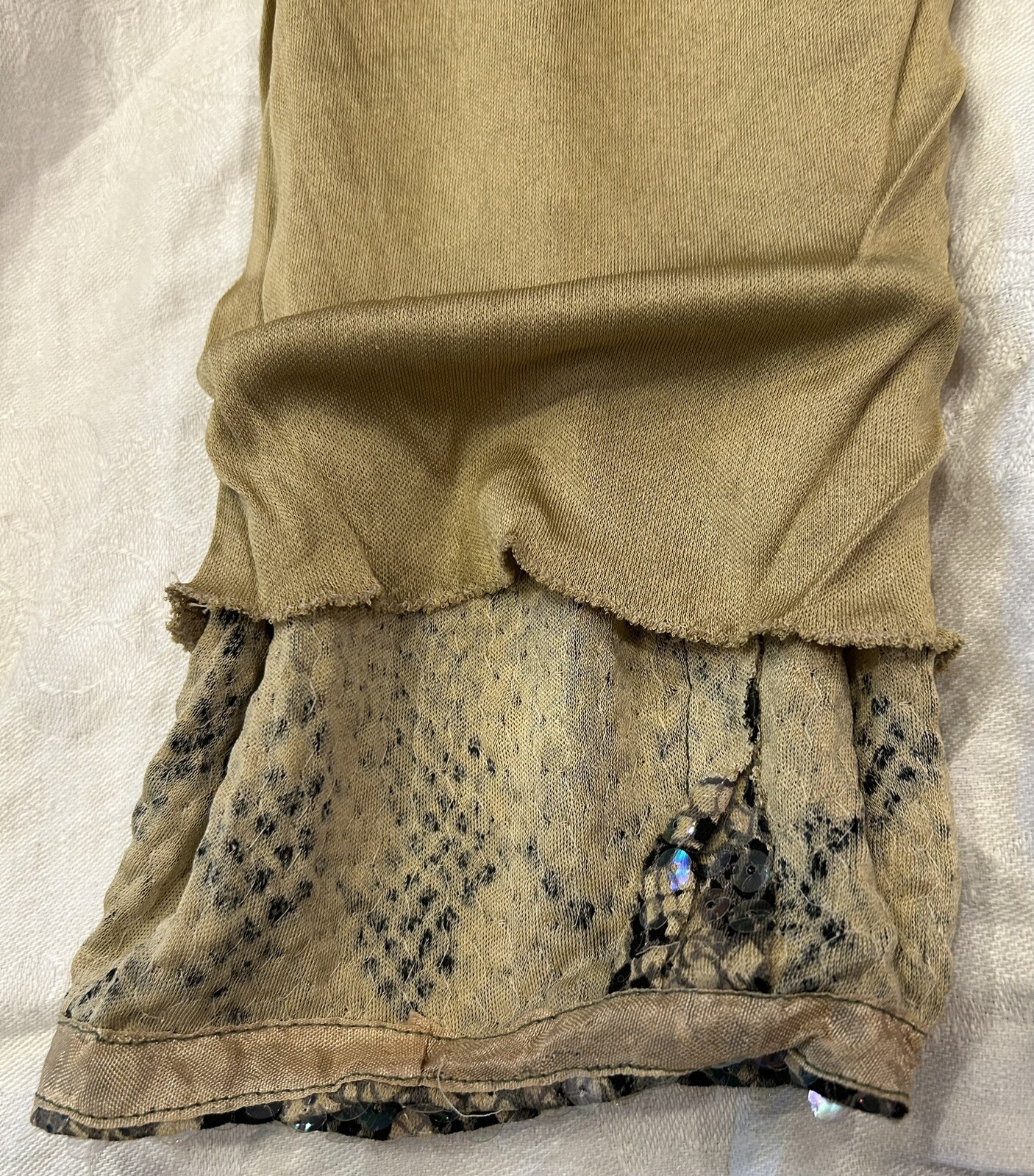 Vintage 80s Luxury Pant Suit Sz S Sequin Jersey Snakeskin Rhinestone CRISCIONE