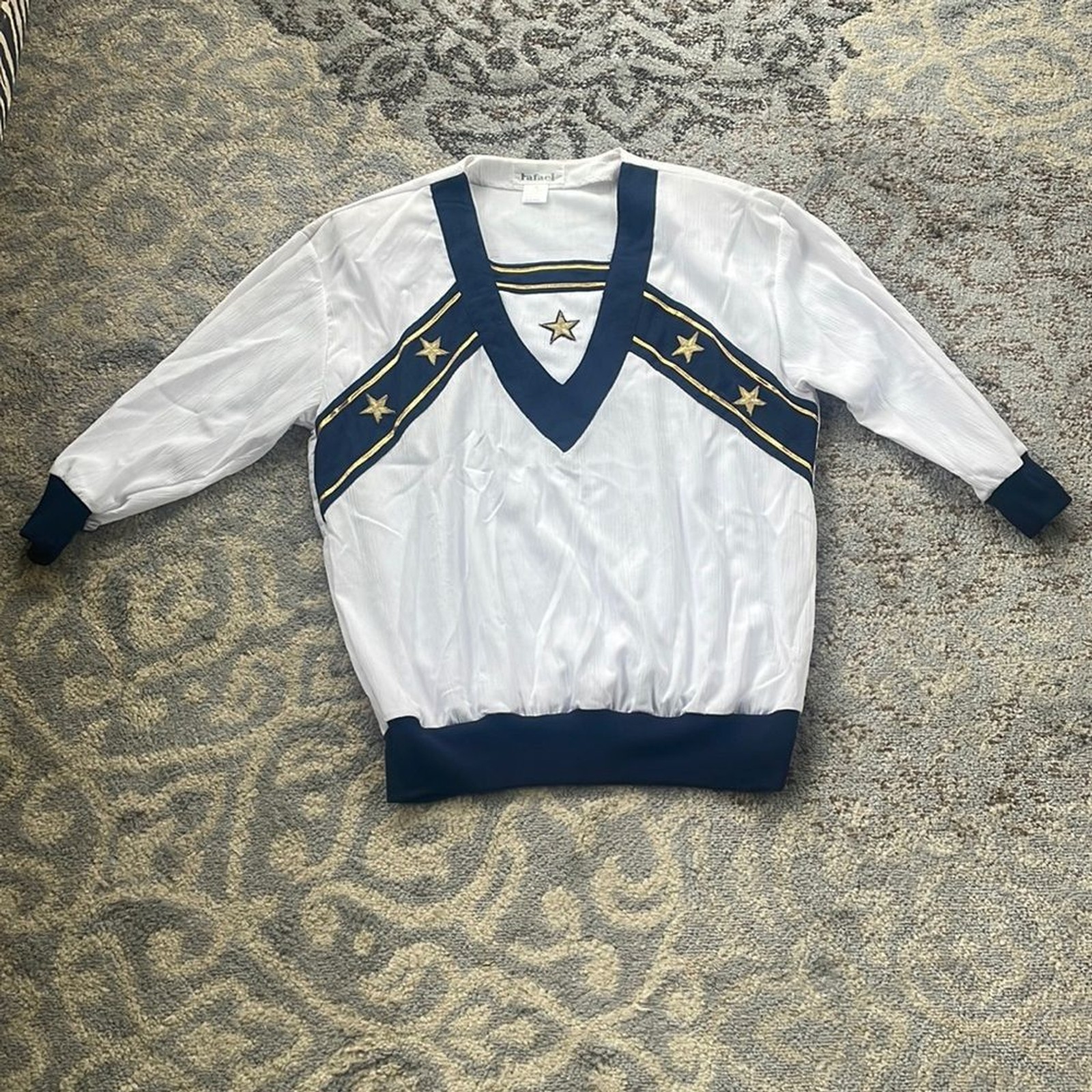 Rafael Vintage Nautical 3/4 Sleeve Top White Medium